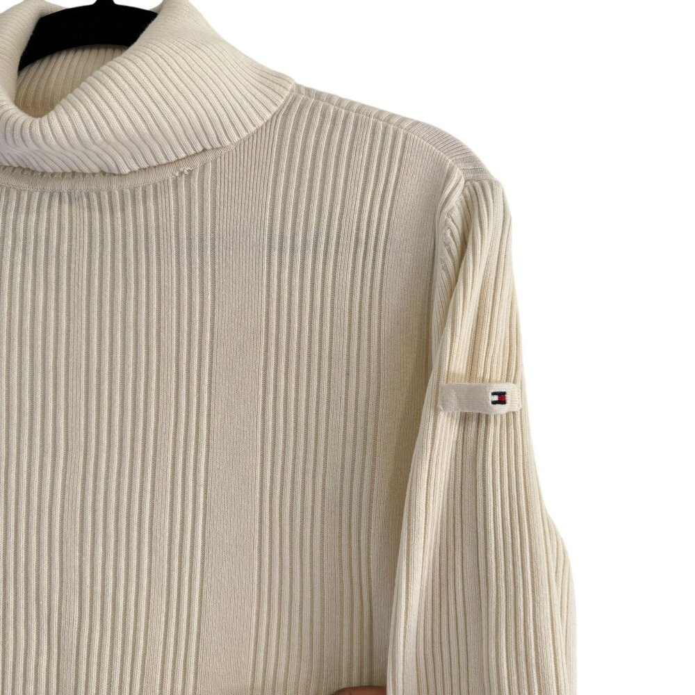 Tommy Hilfiger Sweater Women's Large White Turtleneck Knit Long Sleeve Sweater - Picture 5 of 11